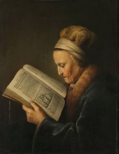 Gammal kvinna som läser, c.1631-2