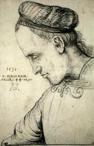 Självporträtt, ca 1517 (träkol på papper)