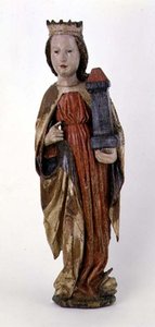 St. Barbara, från Kassa, 1450-60 (målat trä)