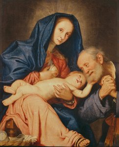 Den heliga familjen med en korg