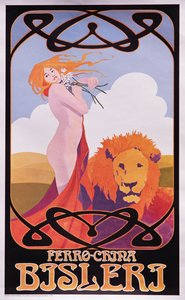Kopia av en affisch från 1909 med reklam för Bisleri