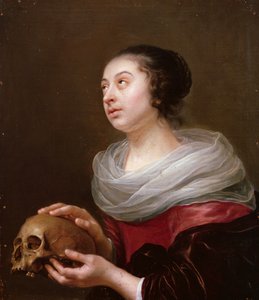 En ung kvinna som håller en skalle, 1640-talet