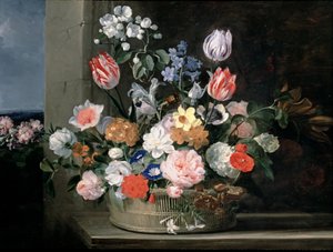 Blommor i en korg, 1650-56