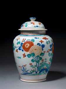 Burk med lock, ca 1670-80 (kakiemonporslin)