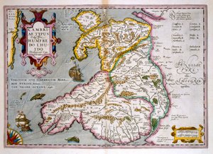 Karta över Wales, publicerad ca 1630 (handfärgad gravyr)