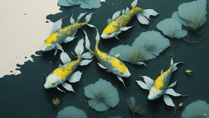 bläckmålning: Koi-Karpfish_gold_02