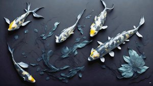 bläckmålning: Koi-Karpfish_yellow_01