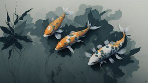 tuschmålning: Koi karpfisk_02