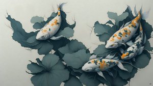 tuschmålning: Koi karpfisk_04