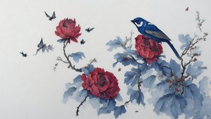 bläckmålning: PION i blått_01
