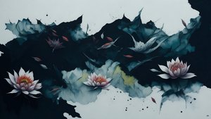 bläckmålning: waterlili-black_01