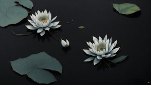 bläckmålning: waterlili-black_03