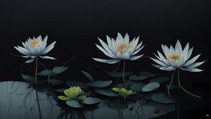 bläckmålning: waterlili-black_04