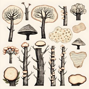 Trädstamssektioner, boho clipart, boho ritmönster, boho stam 3