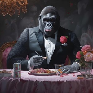 en gorilla som äter 4