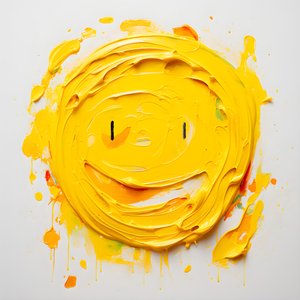 gul smiley målad i impasto 2