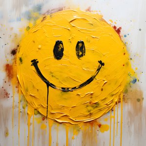 gul smiley målad i impasto 4