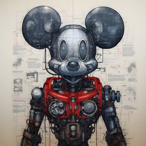 Tekniska ritningar av Cyberpunk Mickey Mouse 1