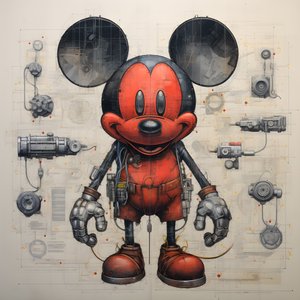 tekniska ritningar av Cyberpunk Musse Pigg 2