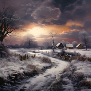 snöigt landskap. En mediefarm 4