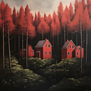 fyra röda hus i skogen 2