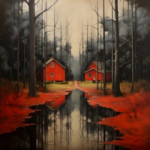två röda hus i skogen 2