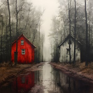 två röda hus i skogen 3