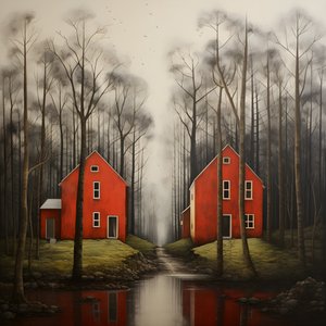 två röda hus i skogen 4