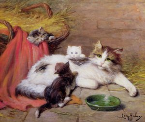 Katt med kattungar, 1924
