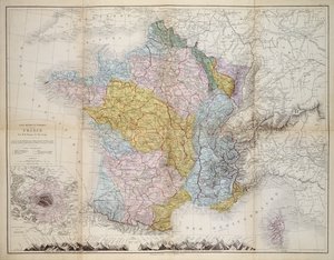 Karta över Frankrike, ca 1830-40