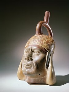 Porträttkärl för keramik, Mochica (lergods och färg)