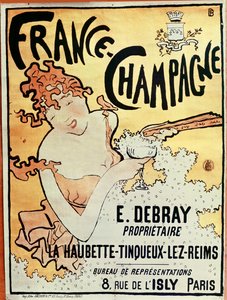 Affisch som reklamerar Frankrike Champagne, 1891