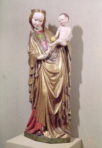 Jungfru och barn, ca 1400 (polykromt trä)