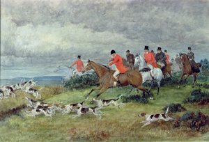 Rävjakt i Surrey, 1800-talet (akvarell)