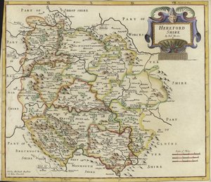 Karta över Hertfordshire (färggravyr)