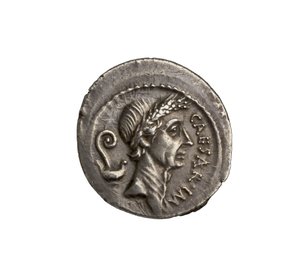 Romerskt republikanskt mynt från Rom, 44 f.Kr. (silver)
