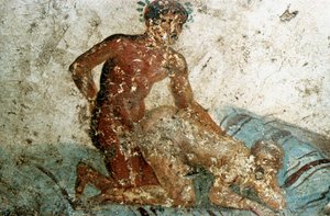 Erotisk väggmålning, Pompeji, Italien