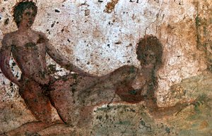 Erotisk väggmålning, Pompeji, Italien