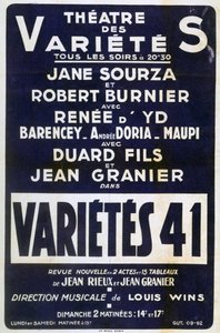 Affischreklam Variétés 41 varieté, Frankrike, 1941