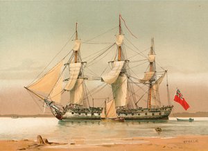 En fregatt med 42 kanoner omkring 1780