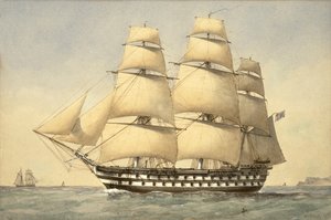 HMS Bellerophon utanför kusten, 1875