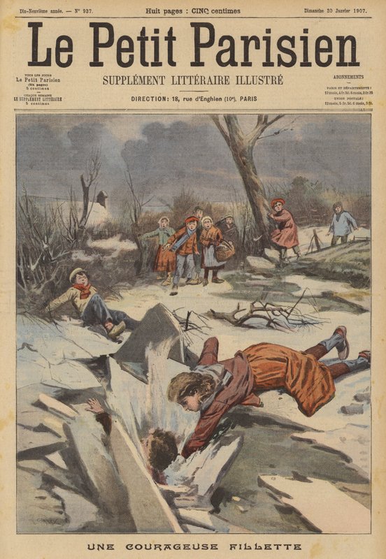 En modig ung flicka (färg litho) av (after) Carrey