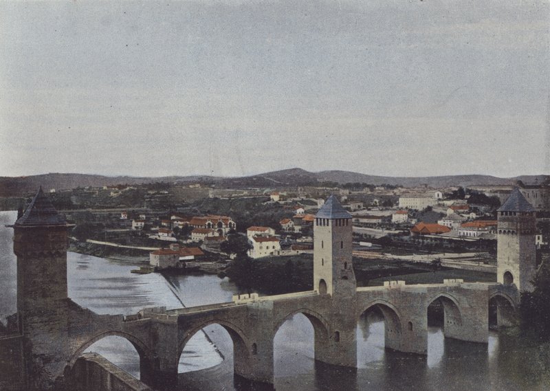 Cahors, Pont Valentre (färgad bild) av (after) French Photographer