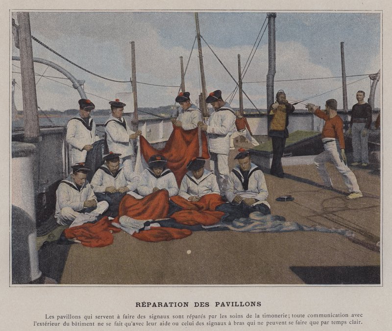 Reparation des Pavillons (färgad bild) av (after) French Photographer