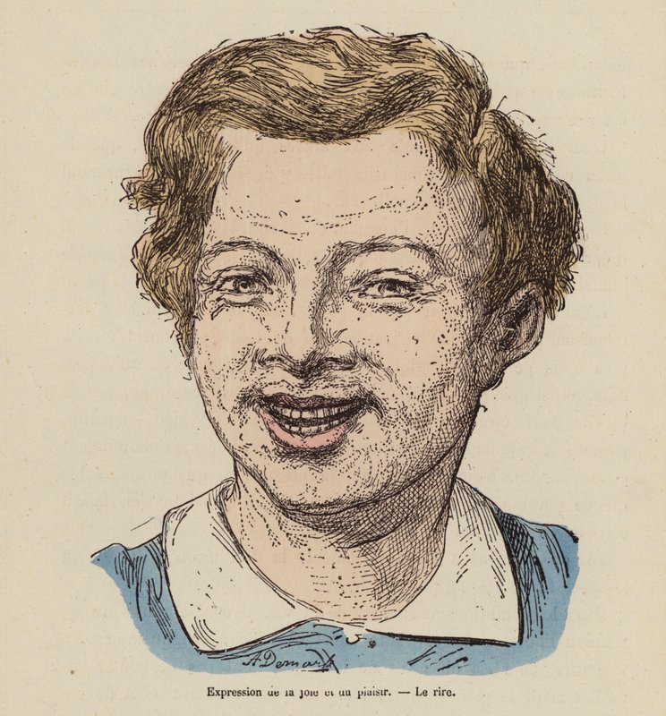 Skratt (färgad gravyr) av (after) French School