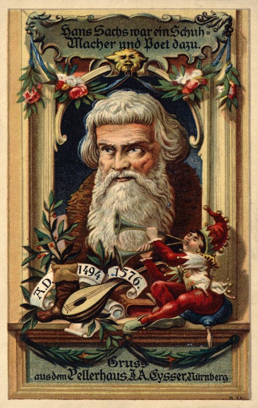 Hans Sachs (färg litho) av (after) German School