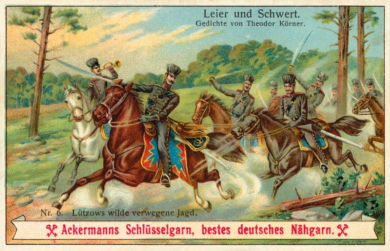 Lutzows vilda jakt. (chromolitho) av (after) German School