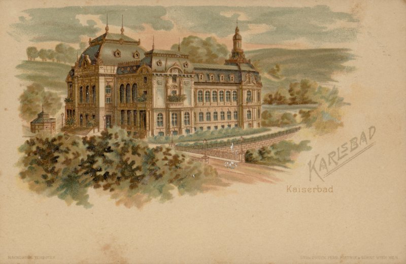 Kaiserbad spa i Karlsbad (Karlovy Vary), österrikisk-ungerska riket, 1800-talet av Austrian School