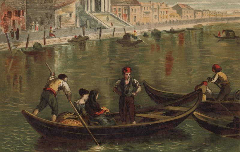 Gondol på Canal Grande, Venedig av English School