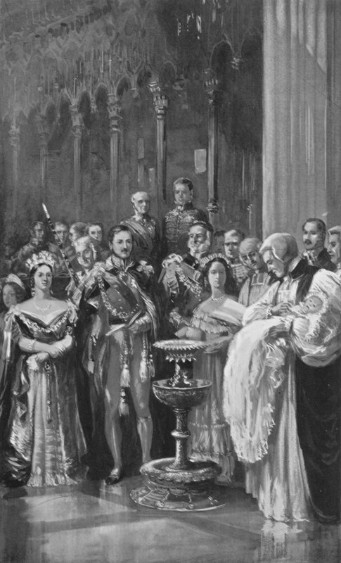 Dop av kung Edward i St. Georges Chapel, Windsor, 1842 av English School